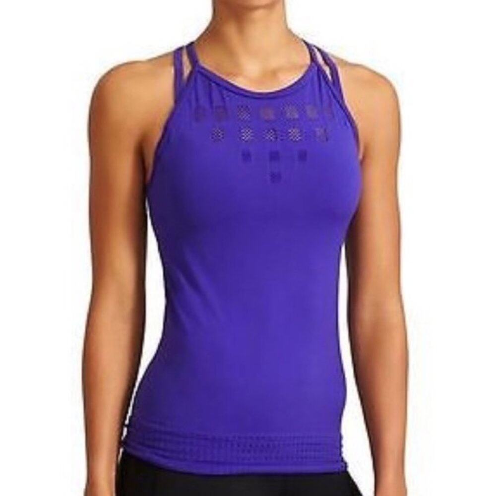 Athleta Namaste Support Tank Blue Stretch Strappy Small Yoga Outdoor Gym Small